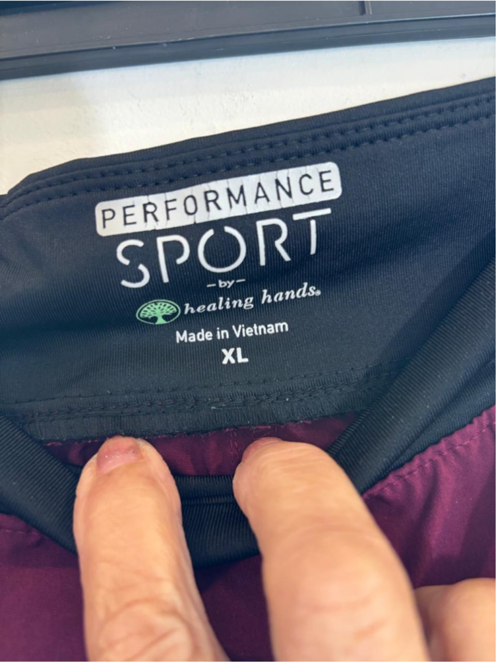 Women's Healing Hands Performance Sport Scrub Pants XL Burgundy Black #C89 - Picture 4 of 5